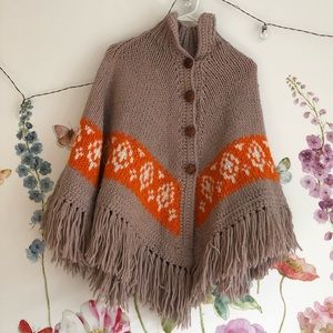 Vintage chunky knit poncho